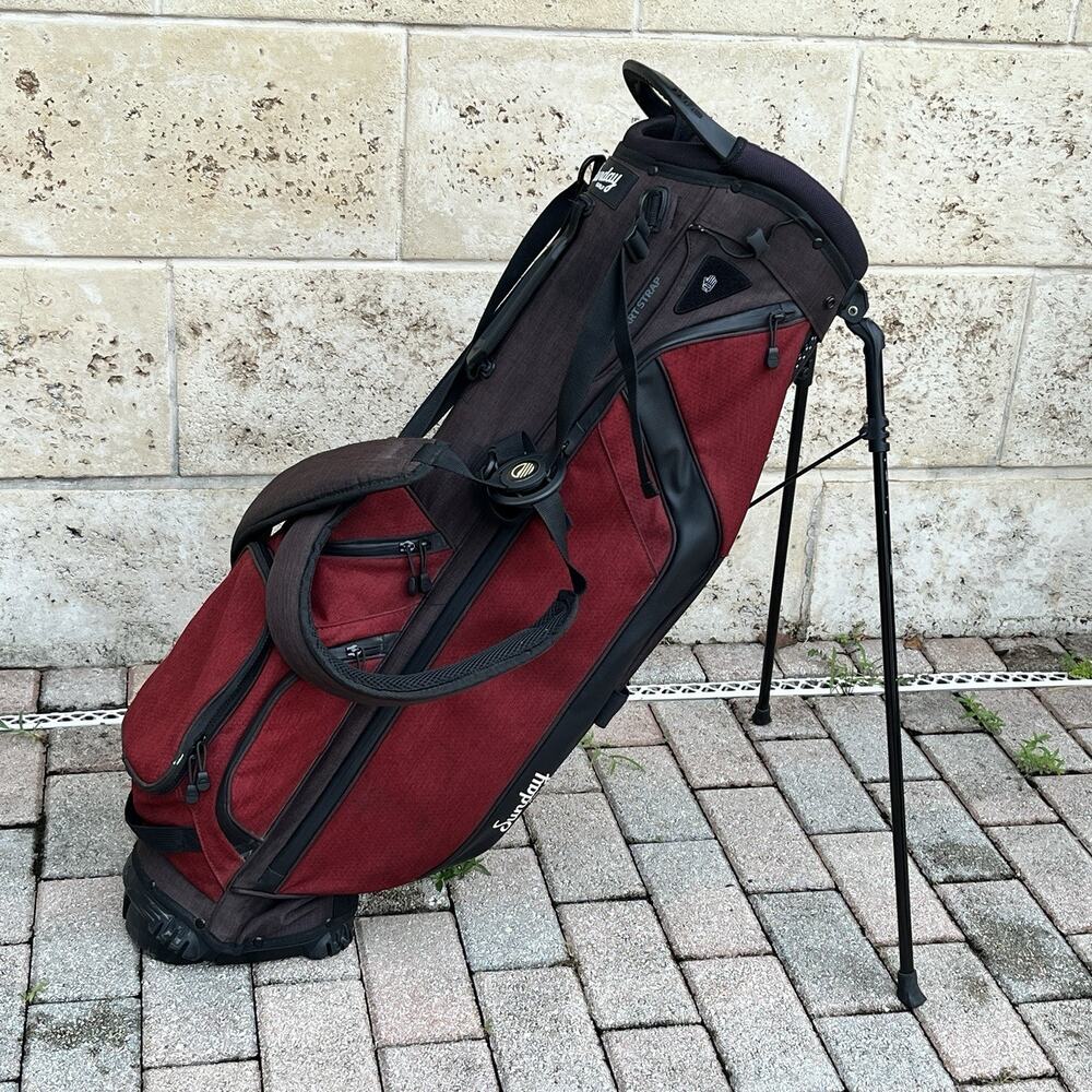 Sunday Golf 4-Way Stand Bag Dual Strap Burgundy/Black Lightweight Good